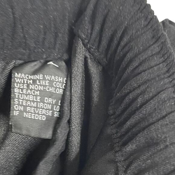 Erika Straight Leg Faux Suede Pants Women's L Black Floral Embroidery Casual VTG - Picture 12 of 12